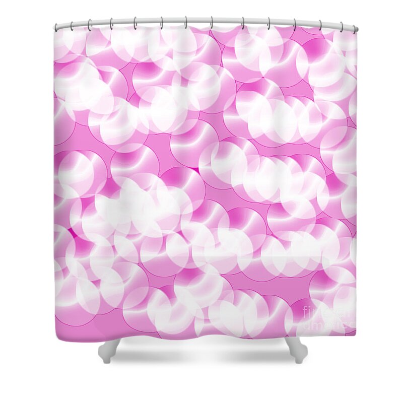 Unique Shower Curtain featuring the digital art Pink Pearls by Susan Stevenson