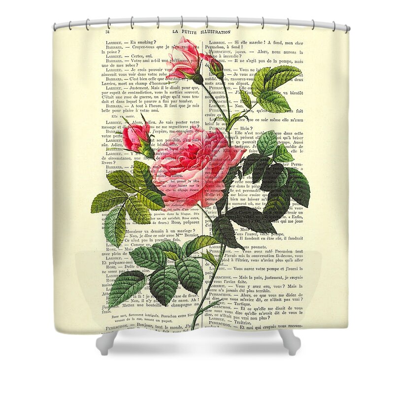 Flower Shower Curtain featuring the digital art Pink roses, valentines day gift by Madame Memento