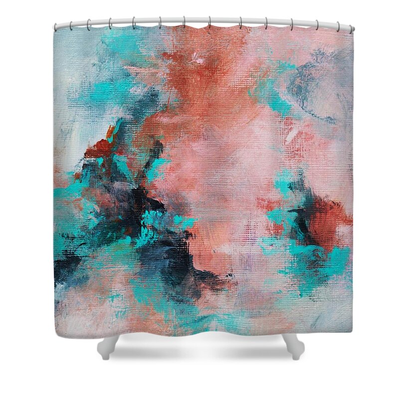 Acrylic Shower Curtain featuring the painting Pink Sky by Suzzanna Frank