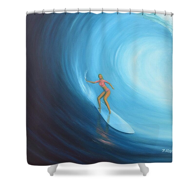 Surf Shower Curtain featuring the painting Pink Surf by Torrence Ramsundar