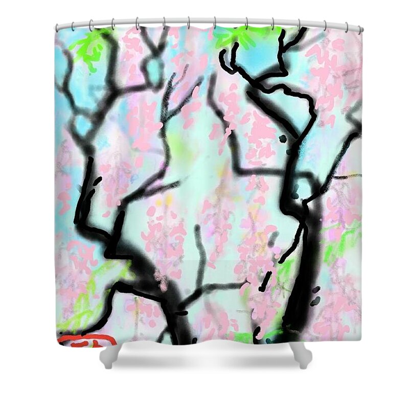 Wisteria. Pink Shower Curtain featuring the digital art Pink Wisteria by Debbi Saccomanno Chan