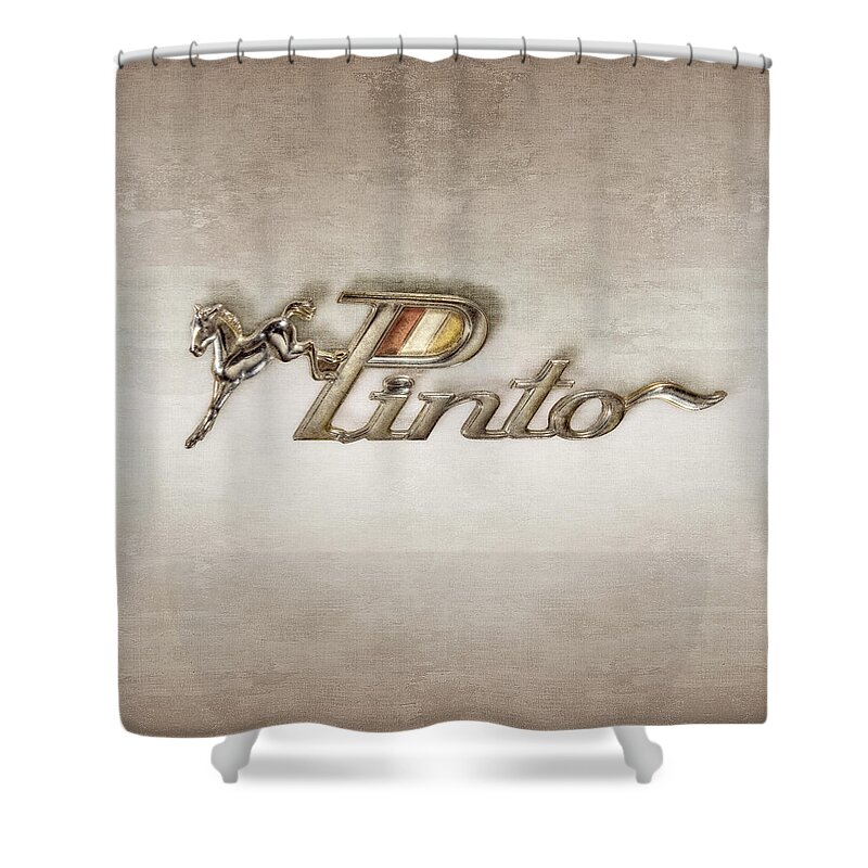 Automotive Shower Curtain featuring the photograph Pinto Car Badge by YoPedro