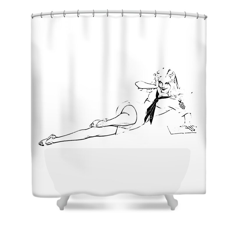 Pinup Shower Curtain featuring the digital art Pinup #14 by Kim Kent