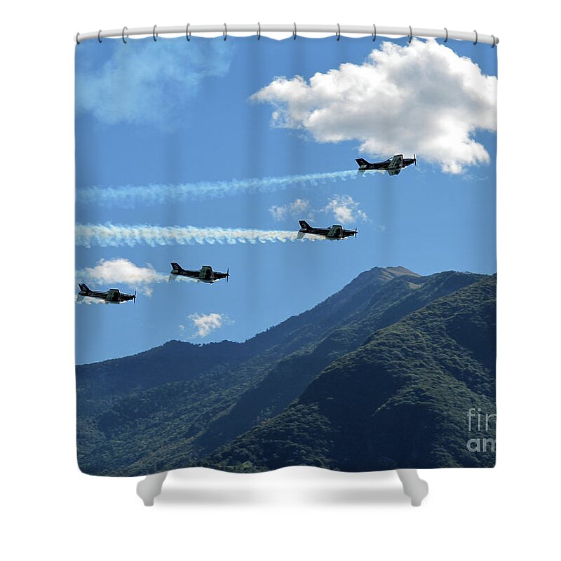 Aerobatics Shower Curtain featuring the photograph Pioneer Team by Riccardo Mottola