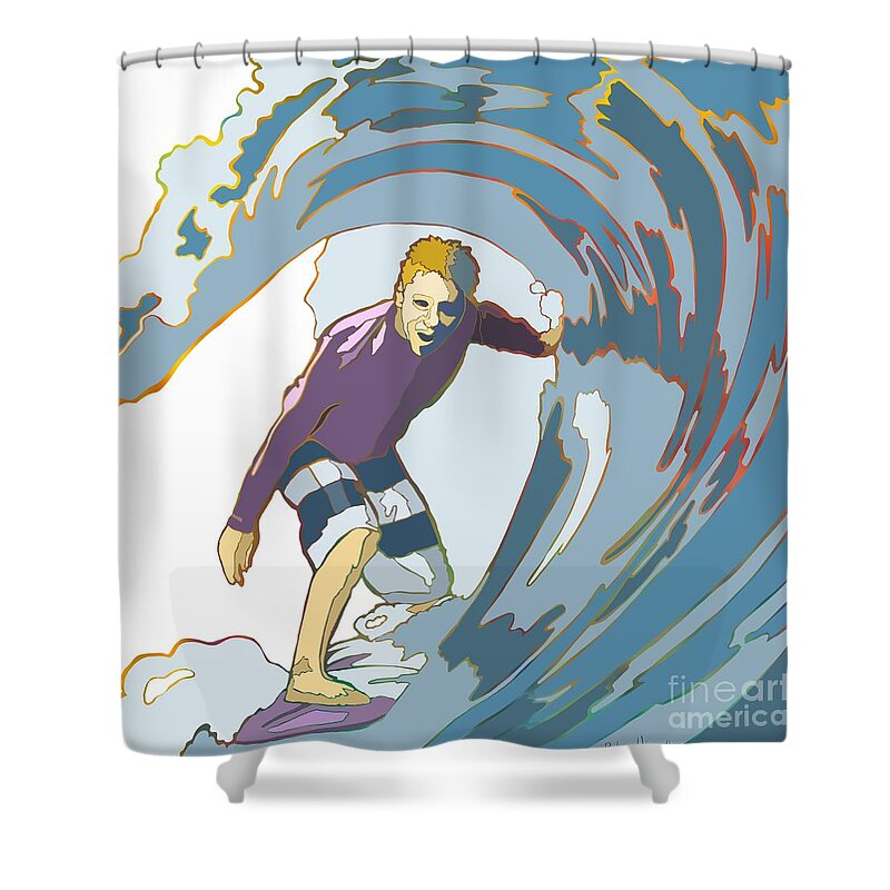 Surfing Shower Curtain featuring the painting Pipe Dreams by Robin Wiesneth