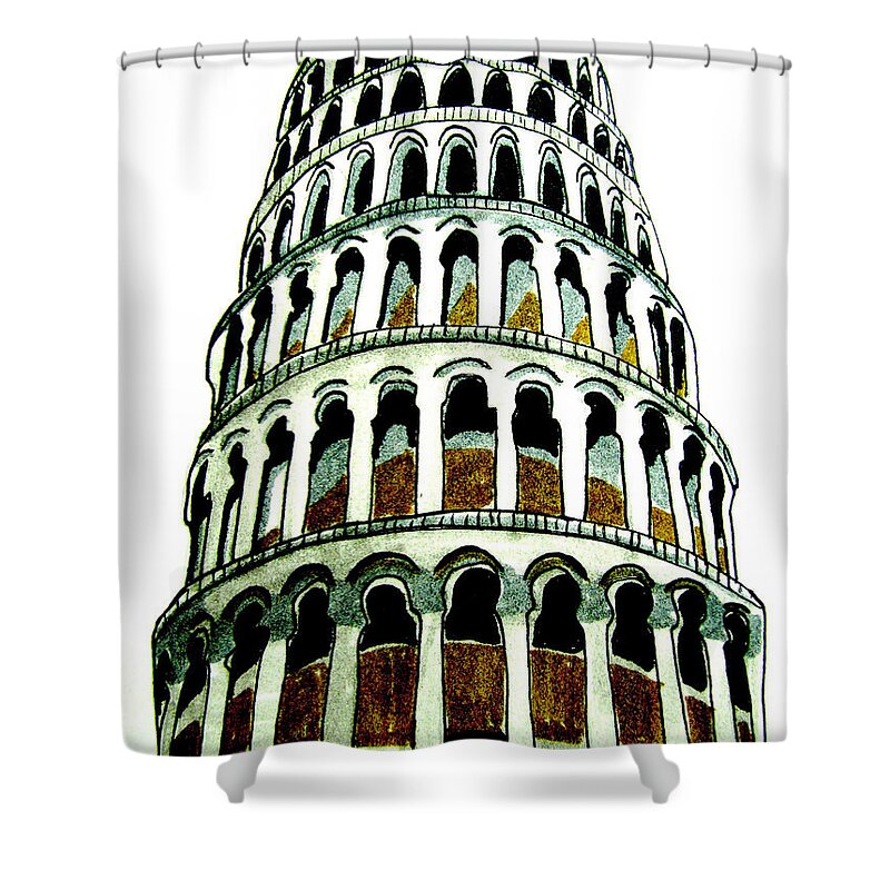 Europe Shower Curtain featuring the drawing Pisa Erected by Patricia Arroyo