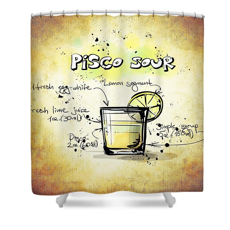 Pisco Sour Shower Curtain featuring the digital art Pisco Sour by Movie Poster Prints