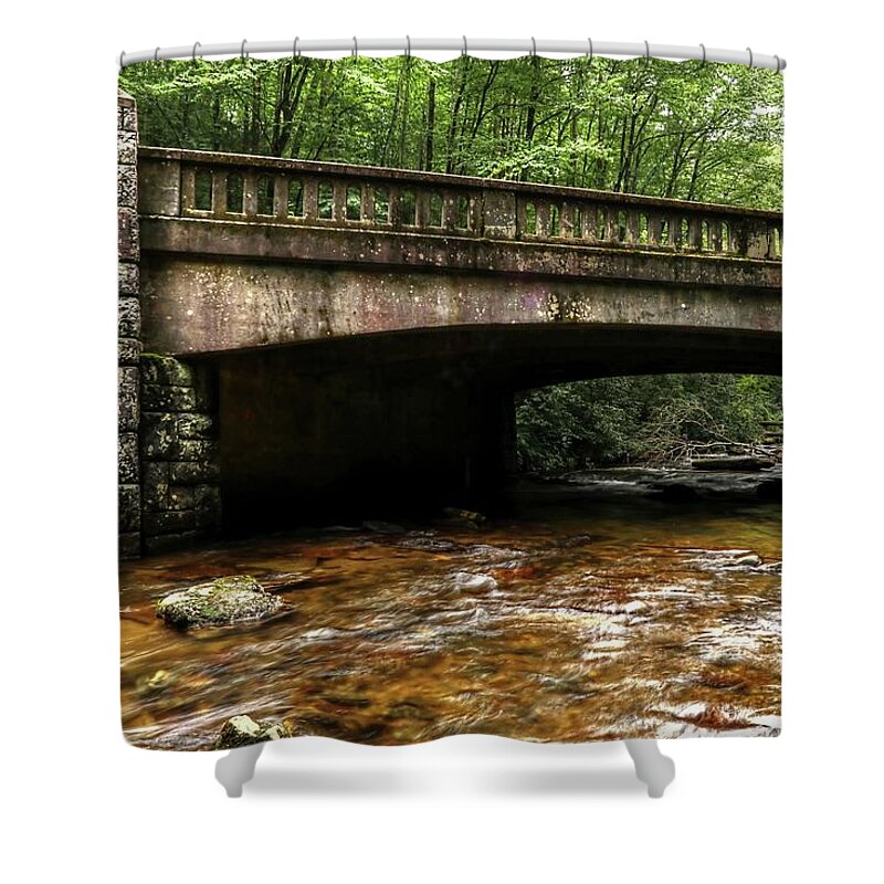 Pisgah National Forest Shower Curtain featuring the photograph Pisgah National Forest Stone Bridges by Carol Montoya