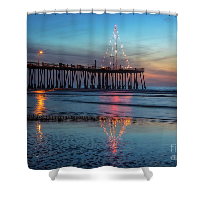 Seascape Shower Curtain featuring the photograph Pismo Pier Lights by Mimi Ditchie