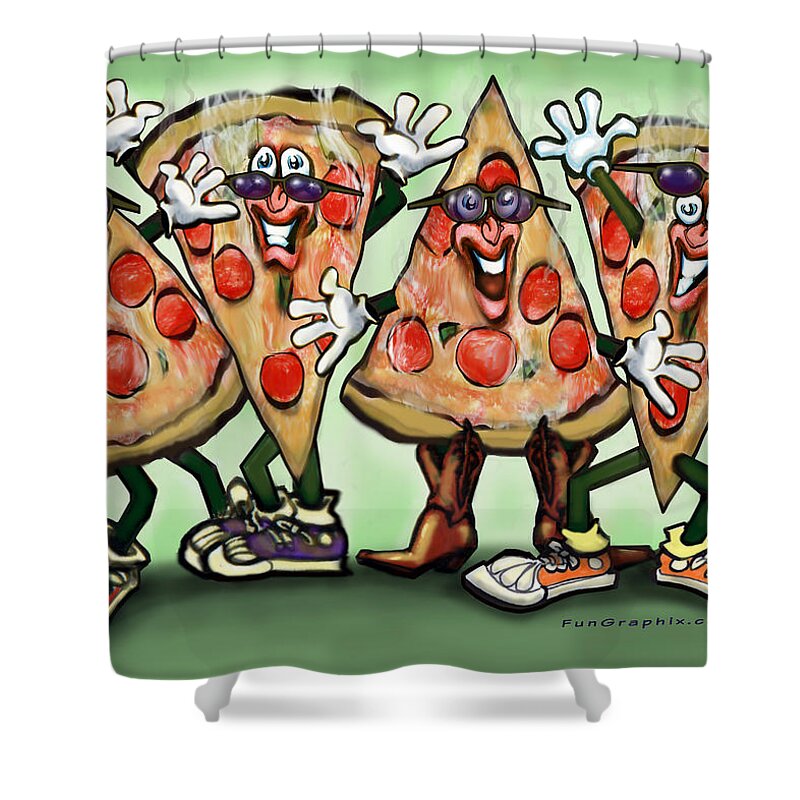 Pizza Shower Curtain featuring the digital art Pizza Party by Kevin Middleton