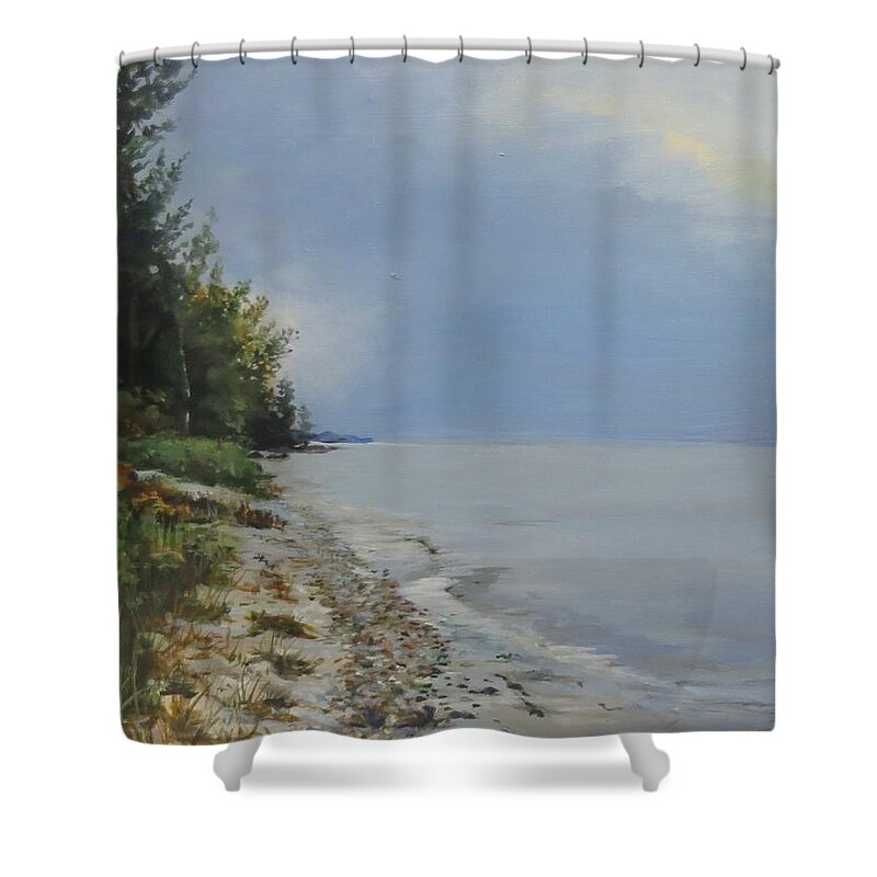 Lake Huron Shower Curtain featuring the painting Places We've Been by William Brody