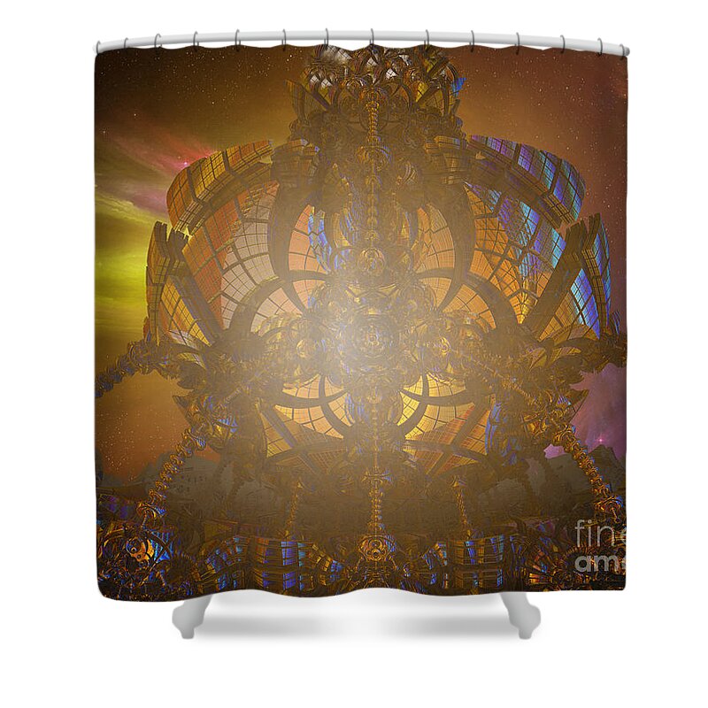 Planet Shower Curtain featuring the digital art Planet Horizon by Melissa Messick