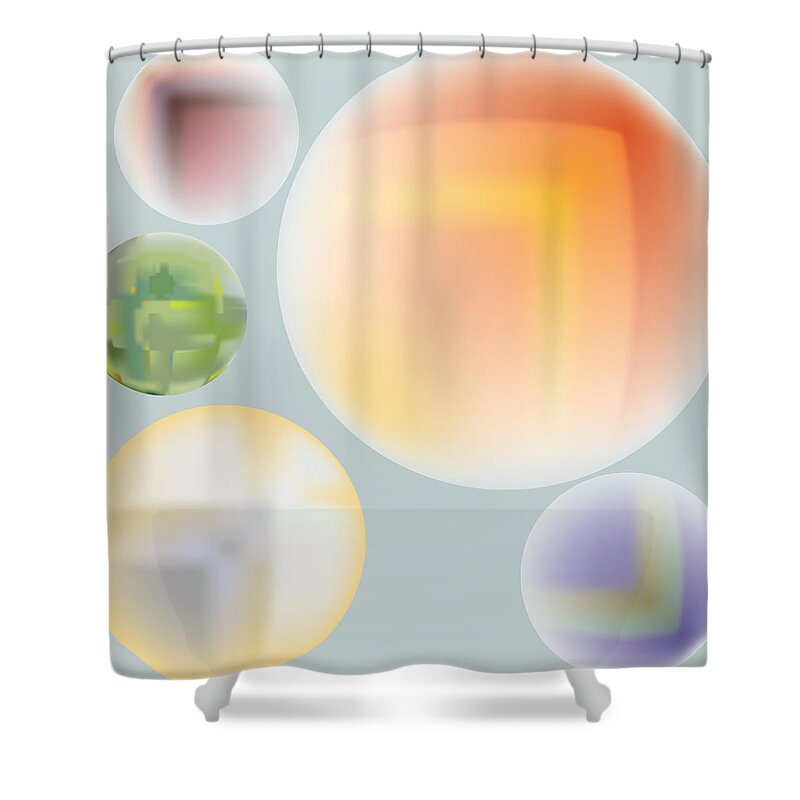 Sphere Shower Curtain featuring the digital art Planetary Family by Kevin McLaughlin