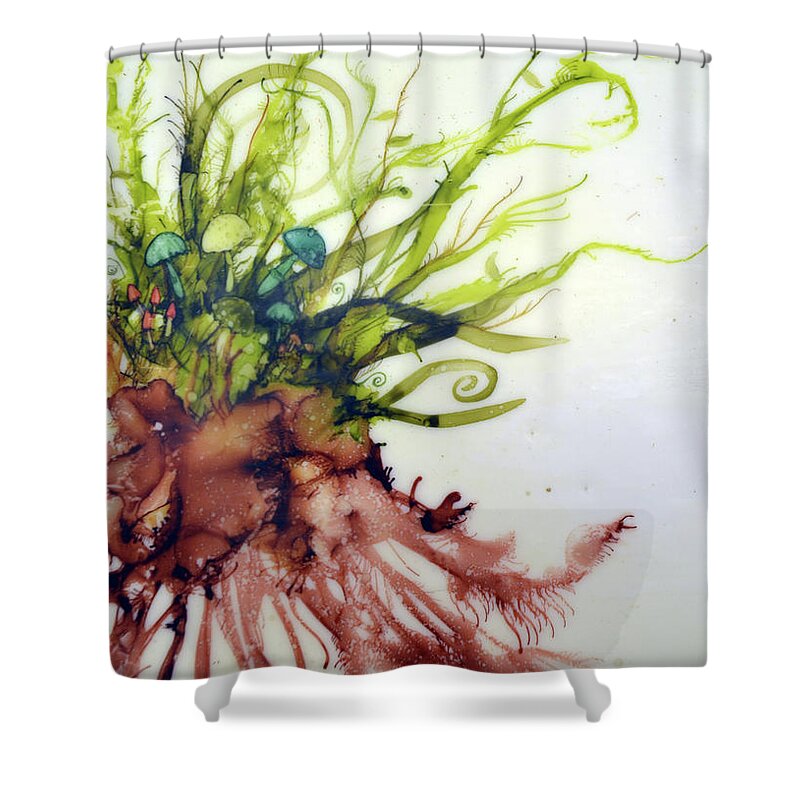 Plant Shower Curtain featuring the painting Plant Life #2 by Jennifer Creech