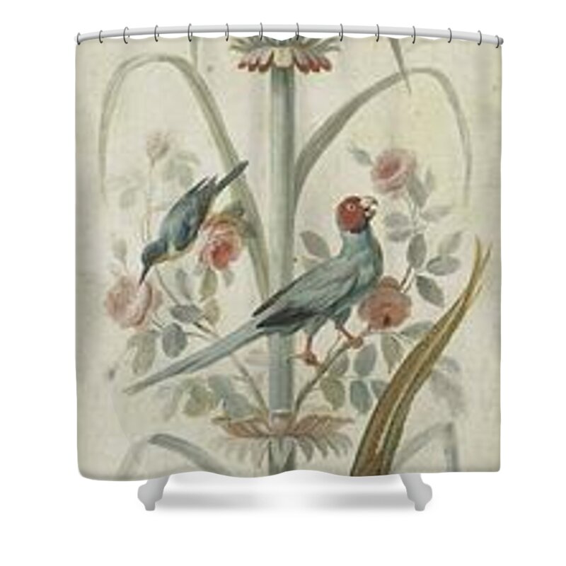 Decorative Depiction With Plants And Animals Shower Curtain featuring the painting Plants and Animals by MotionAge Designs