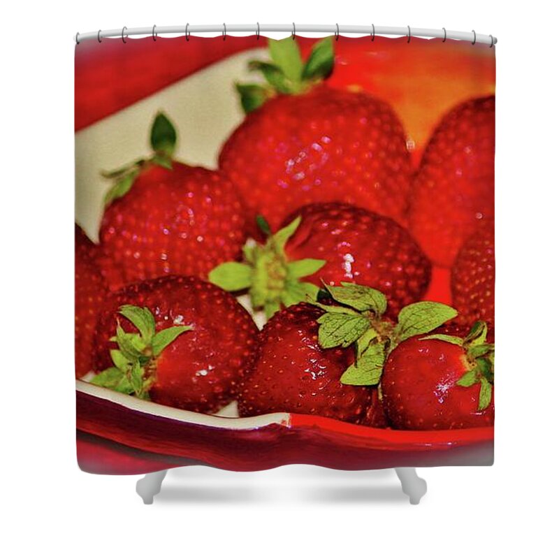 Strawberry Shower Curtain featuring the photograph Plate Of Sweetness by Cynthia Guinn