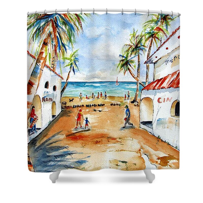 Playa Del Carmen Shower Curtain featuring the painting Playa del Carmen by Carlin Blahnik CarlinArtWatercolor