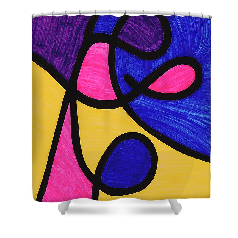 Shapes Shower Curtain featuring the drawing Playful by Lara Morrison