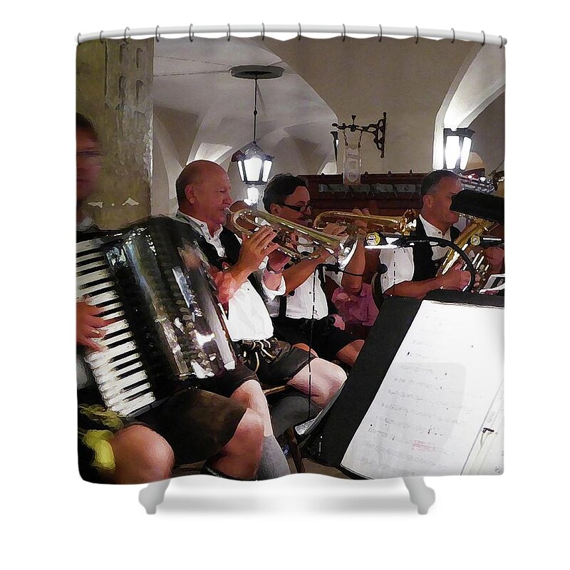 Hofbrauhaus Shower Curtain featuring the photograph Playing at the Hofbrau by Coke Mattingly