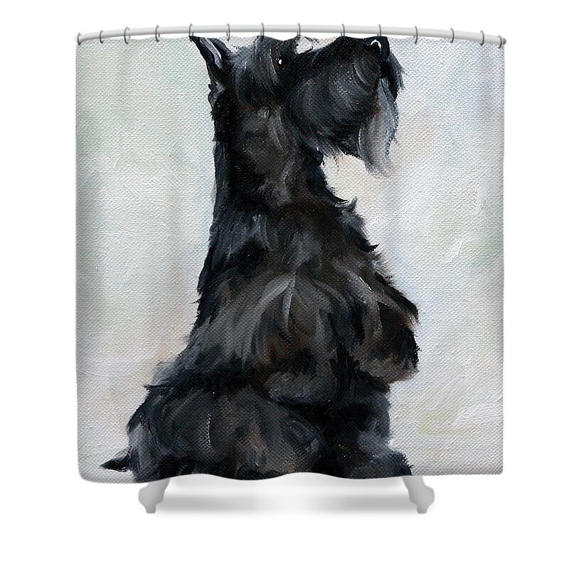 Art Shower Curtain featuring the painting Please by Mary Sparrow