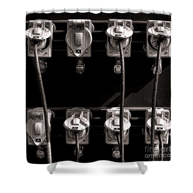 Electric Shower Curtain featuring the photograph Plugged In by Olivier Le Queinec