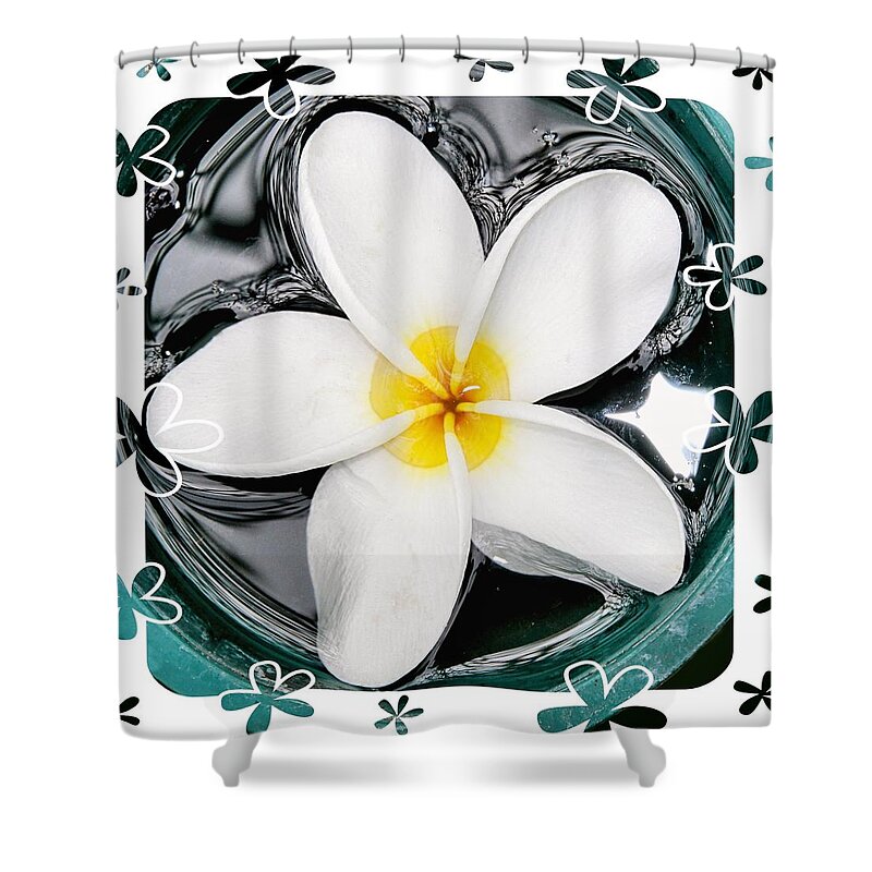 Flower Shower Curtain featuring the photograph Plumeria in Water by DJ Florek