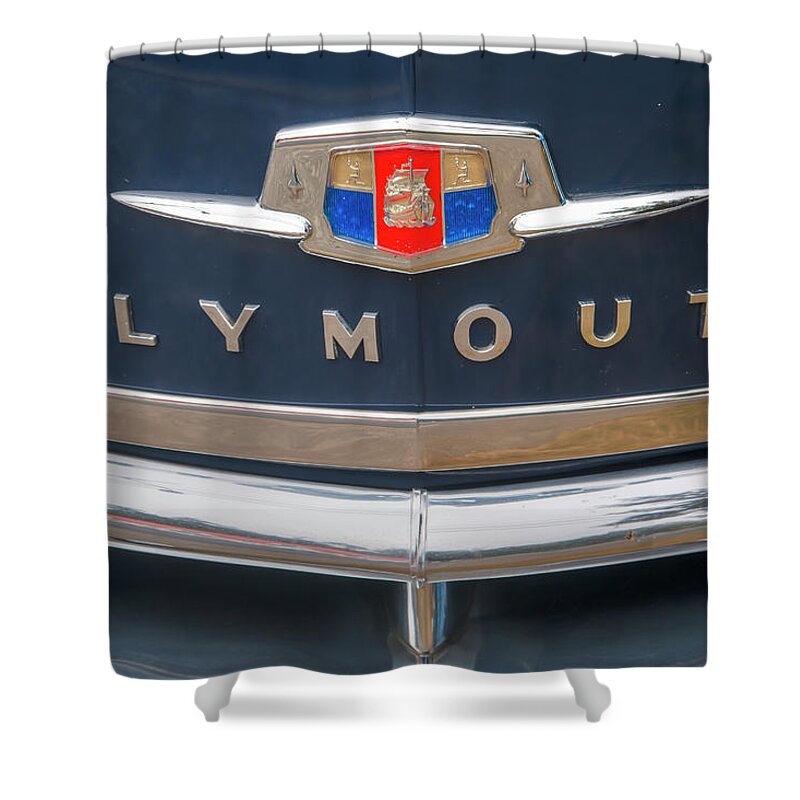 Plymouth Suburban Shower Curtain featuring the photograph Plymouth Suburban Tin Woody by Kristina Rinell
