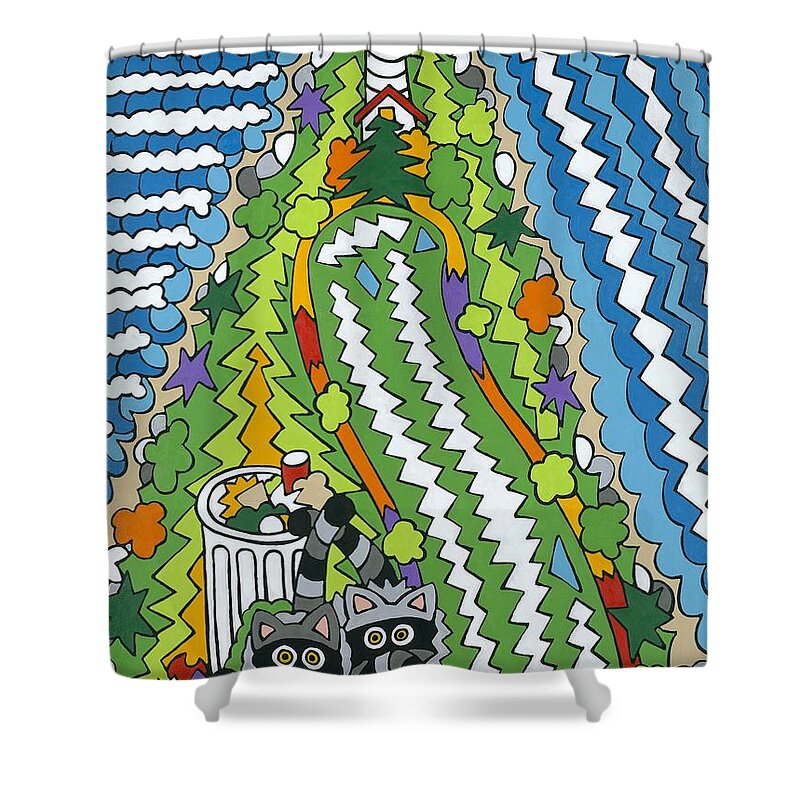 Lighthouse Shower Curtain featuring the painting Point Arena Lighthouse by Rojax Art