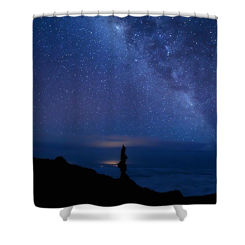 Milky Way Shower Curtain featuring the photograph Pointing to the Heavens by Susan Rissi Tregoning