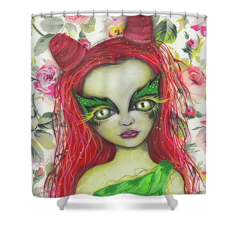 Poison Ivy Shower Curtain featuring the painting Poison Ivy by Abril Andrade