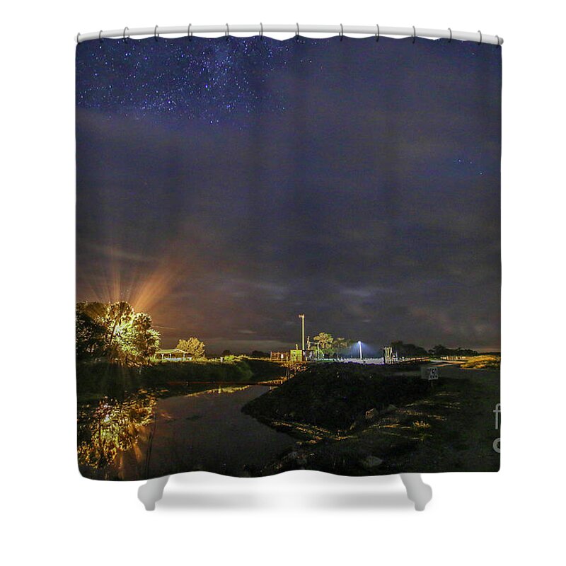 Sky Shower Curtain featuring the photograph Poking Through the Clouds by Tom Claud