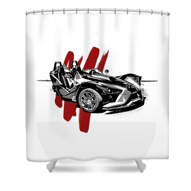 2015 Shower Curtain featuring the digital art Polaris Slingshot Graphic by Melissa Smith