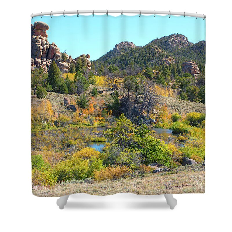Pole Mountain Shower Curtain featuring the photograph Pole Mountain Landscape by Nancy Dunivin