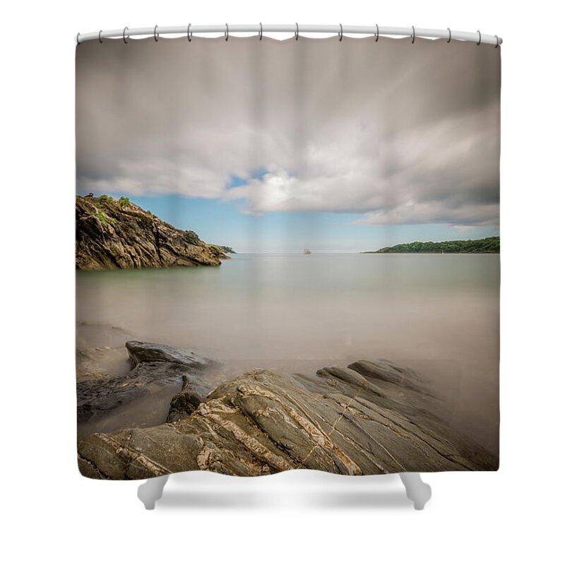 Polgwidden Shower Curtain featuring the photograph Polgwidden Cove, Cornwall by Nigel R Bell