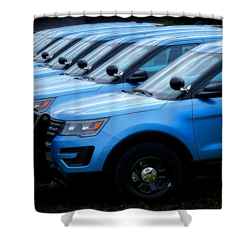 Ford Shower Curtain featuring the photograph Police Line Up by Olivier Le Queinec