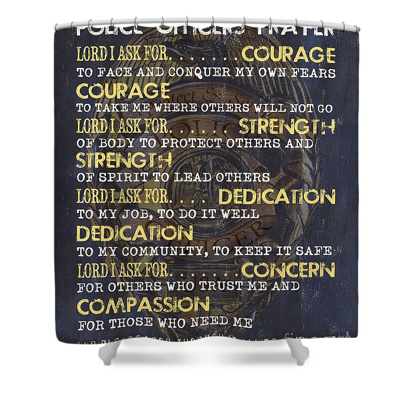 Police Shower Curtain featuring the painting Police Officers Prayer by Debbie DeWitt