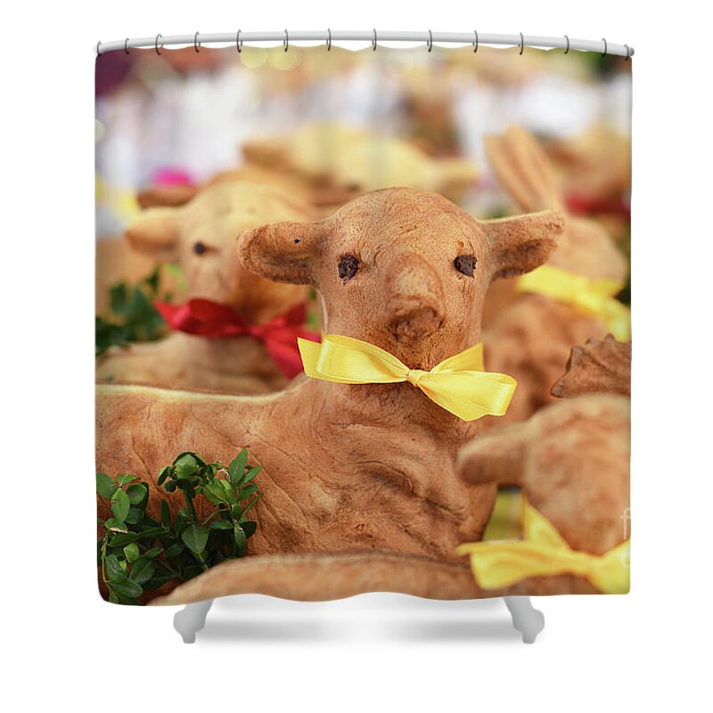 Easter Lamb Shower Curtain featuring the photograph Polish Easter Lamb Bread by Juli Scalzi