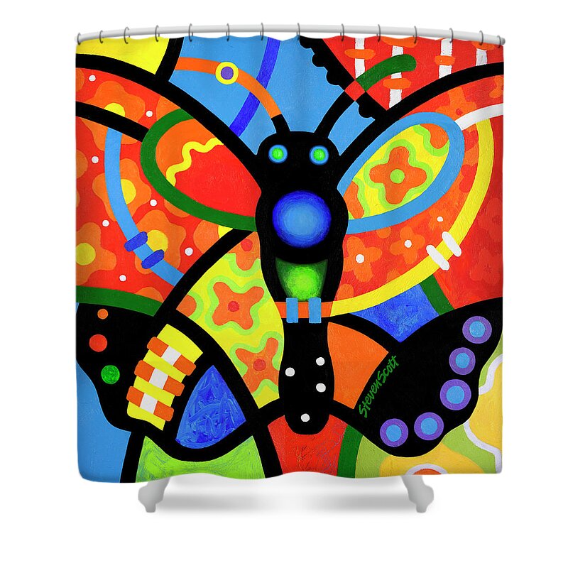 Butterfly Shower Curtain featuring the painting Kaleidoscope Butterfly #1 by Steven Scott