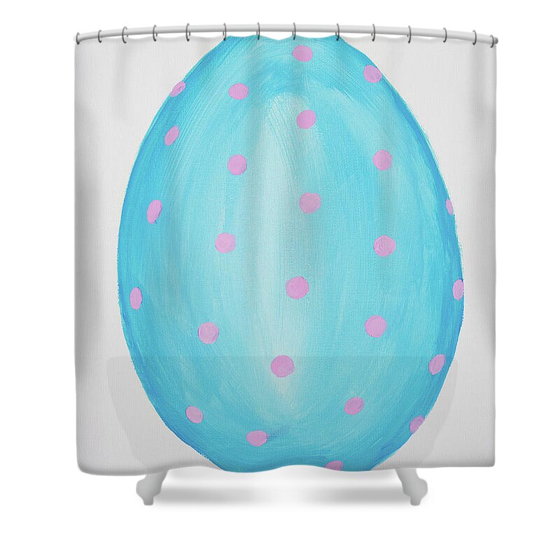 Easter Shower Curtain featuring the painting Polka Dot Easter Egg by Iryna Goodall