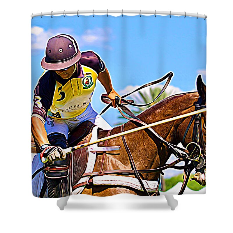 Alicegipsonphotographs Shower Curtain featuring the photograph Polo Swing by Alice Gipson