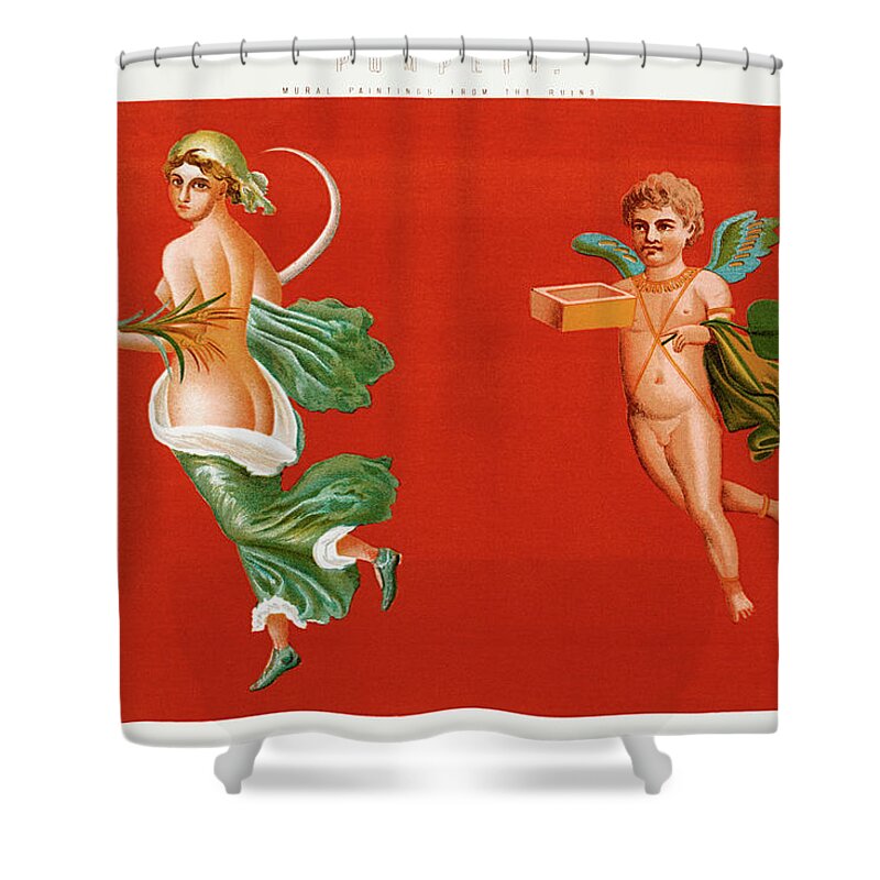 Woman Shower Curtain featuring the painting Pompeii Mural Paintings from the Ruins by Vincent Monozlay