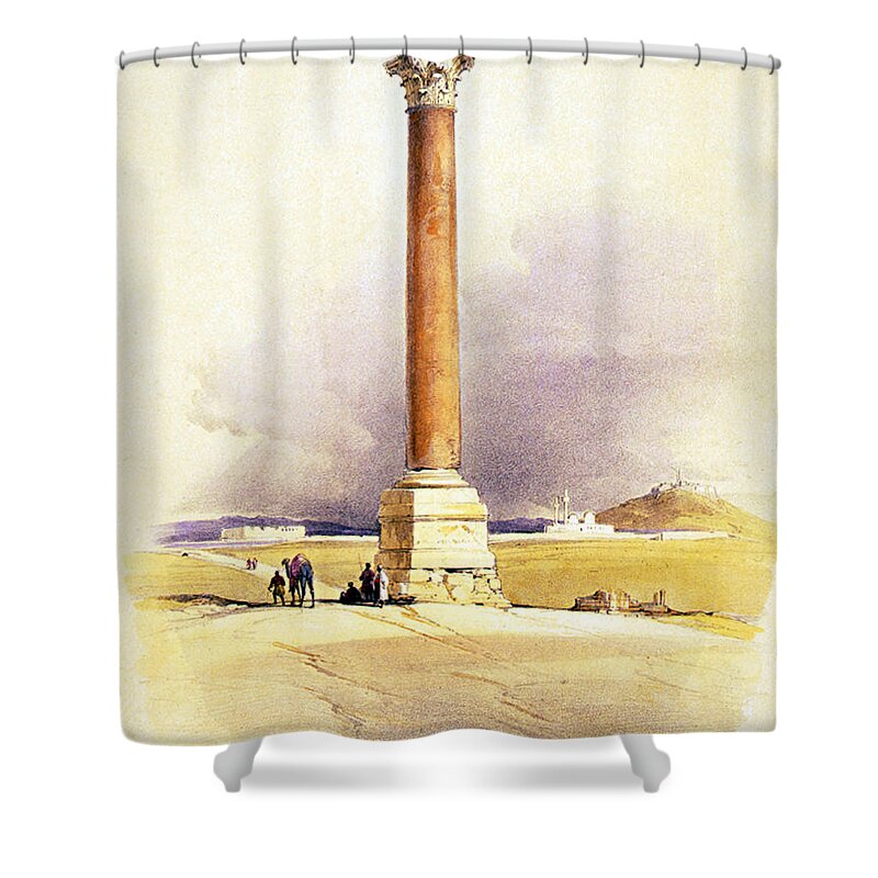 Archeology Shower Curtain featuring the photograph Pompeys Pillar, Ancient Roman Monolith by Science Source