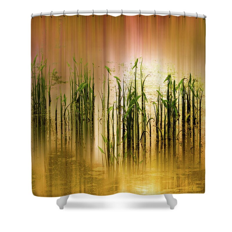 Grass Shower Curtain featuring the photograph Pond Grass Abstract  by Jessica Jenney