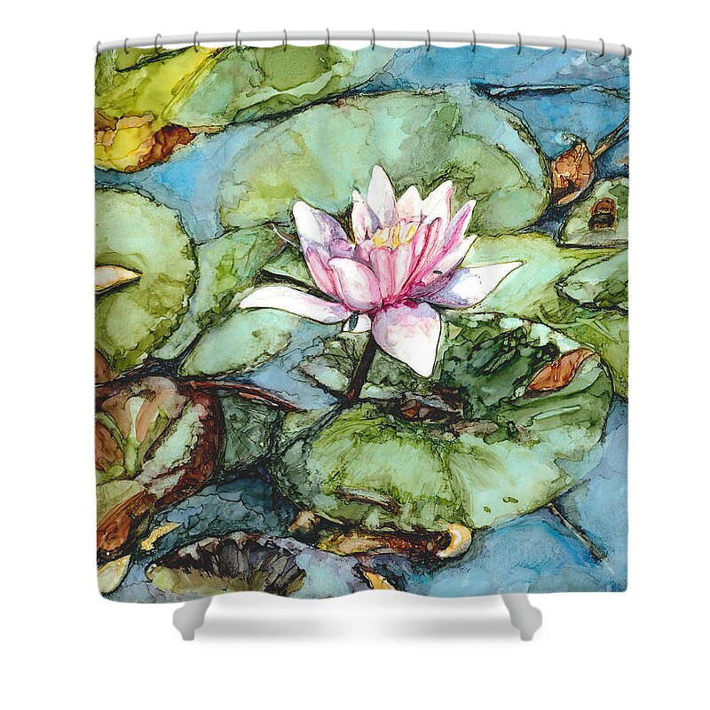 Lily Shower Curtain featuring the painting Pond Lily Bloom by Vicki Baun Barry