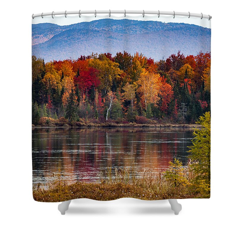 Pondicherry Wildlife Conservation Shower Curtain featuring the photograph Pondicherry fall foliage reflection by Jeff Folger