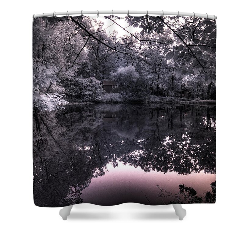 Pond Side Dusk Shower Curtain featuring the photograph Pondside Dusk by William Fields