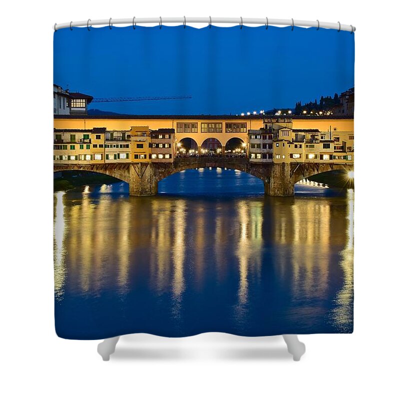 Ponte Shower Curtain featuring the photograph Ponte Vecchio by Frozen in Time Fine Art Photography