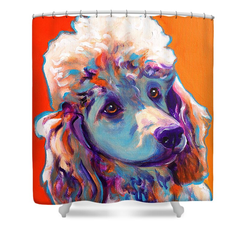 Poodle Shower Curtain featuring the painting Poodle - Bonnie by Dawg Painter