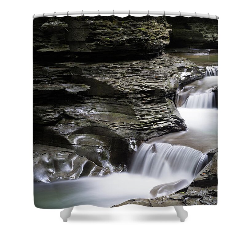 Waterfall Shower Curtain featuring the photograph Pools of the Cavern by Weir Here And There