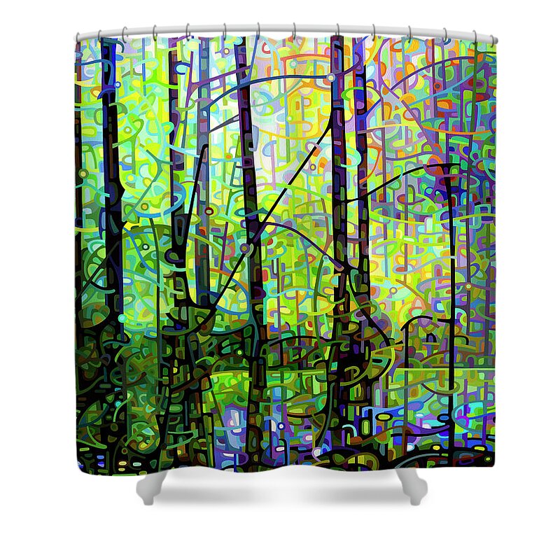 Spring Shower Curtain featuring the painting Poolside by Mandy Budan